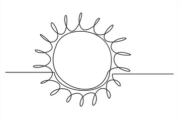 Continuous one line drawing sun art Summer sun contour line sign line art illustration