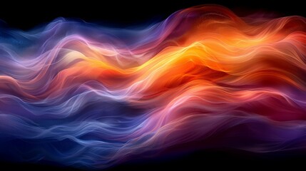 Obraz premium beautiful and colorful waves, smoke, fog flows on dark background