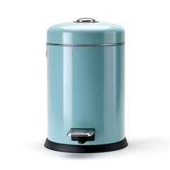 Blue Metal Trash Can with Chrome Lid and Pedal