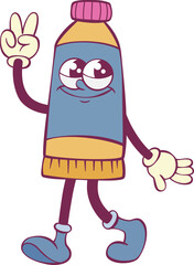 Paint tube character retro groovy mascot
