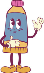 Paint tube character retro groovy mascot