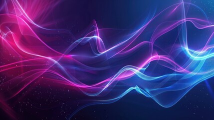 Abstract Blue and Pink Waves with Glowing Lines