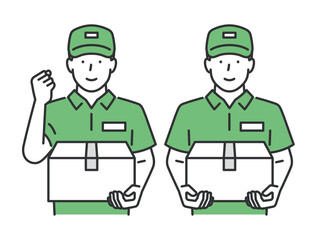 荷物を持った配達員セット