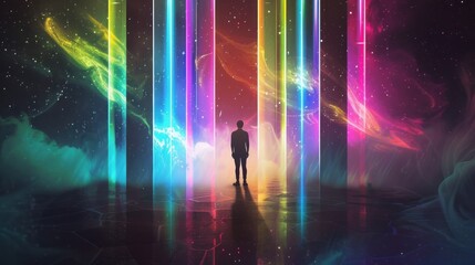 Fototapeta premium Silhouette in a Cosmic Portal