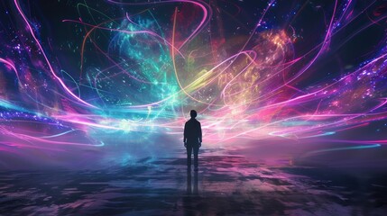 A Solitary Figure in a World of Lights