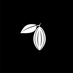  Leaves and cocoa beans icon isolated on black background