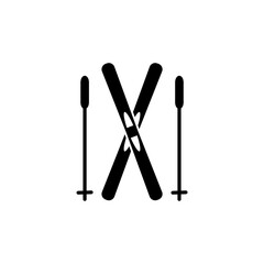snow skiing skis and poles icon isolated on white background