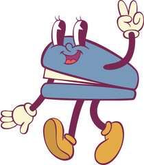 Stapler office character retro groovy mascot