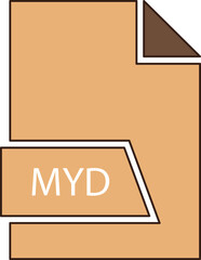 MYD File format icon in shapes 2 colors and side contour