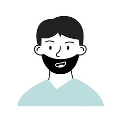 Minimalist social media avatar. Cute bearded man. Picture for social networks and messenger. Profile at website. Adults avatar. Linear vector illustration