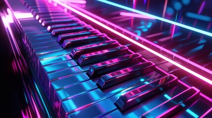 Obraz premium Neon Piano Keys
