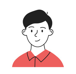 Minimalist social media avatar. Cute teen girl. Picture for social networks and messenger. Profile at website. Schoolboy in red shirt. Linear vector illustration