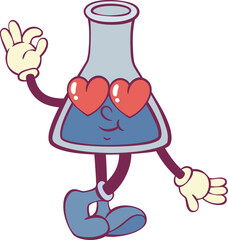 Test tube retro groovy mascot