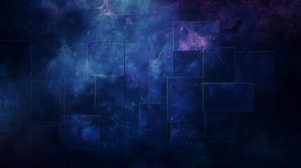 Fototapeta premium A blue background with a lot of squares and stars. The squares are in different sizes and colors