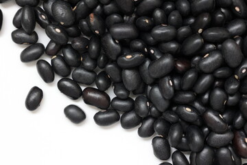 black bean seeds on white background 