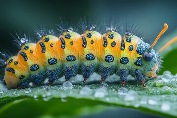 Fototapeta premium Beautiful caterpillar, happy mood. Generative AI