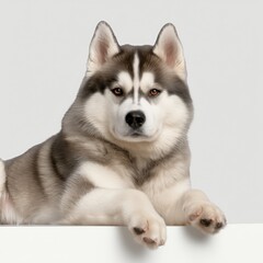 Obraz premium Siberian Husky Dog Portrait with White Background