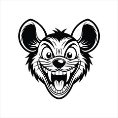 front crazy face of mouse head black vector