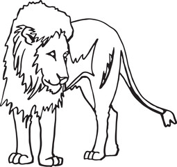 Graphical sketch of  lion isolated on white background, vector lined illustration for tatto and coloring book