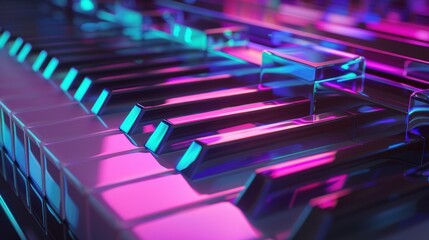 Obraz premium Neon Keys: A Synthwave Piano