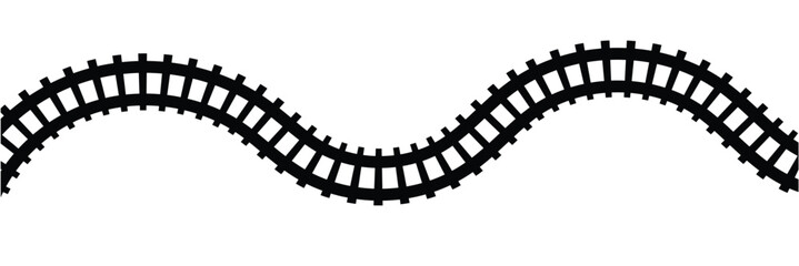 Railway train track vector route. Rail pattern round circular curve railroad path icon . Vector Illustration.