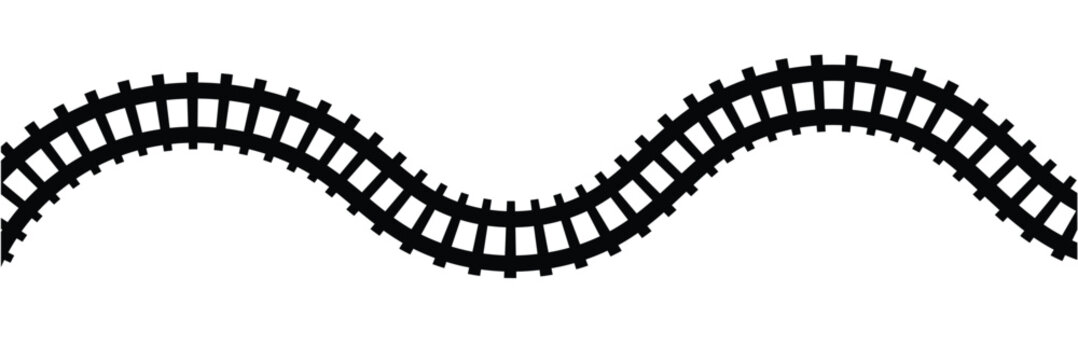 Railway train track vector route. Rail pattern round circular curve railroad path icon . Vector Illustration.