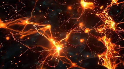 Pulsating orange neural network connections with vibrant energy - Powered by Adobe