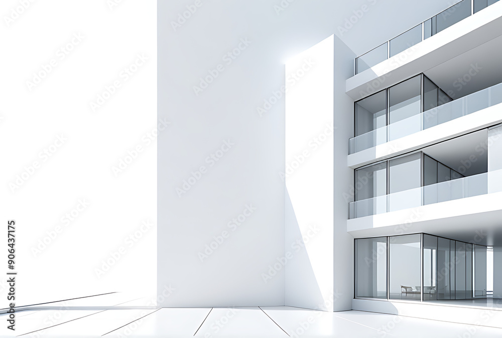 Wall mural abstract architectural design rendered white background high resolution high details vibrant