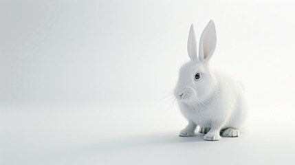 White Rabbit on a White Background