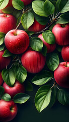 red apples with leaves