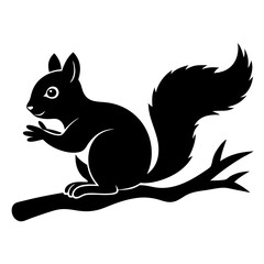 Squirrel on a branch vector silhouette 