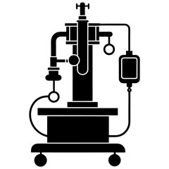 Vector silhouette  of Anesthetic machine white  background