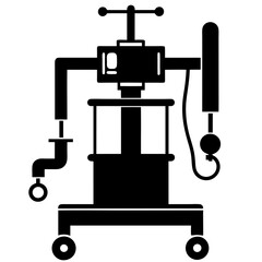 Vector silhouette  of Anesthetic machine white  background