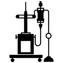 Vector silhouette  of Anesthetic machine white  background