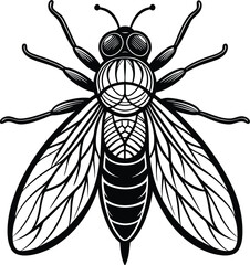 Housefly tattoo style black vector