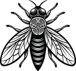 Housefly tattoo style black vector
