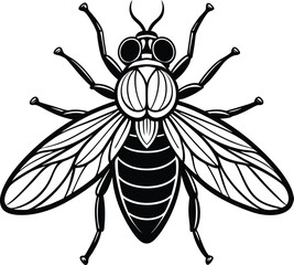 Housefly tattoo style black vector