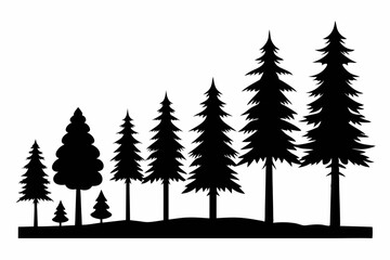 Fototapeta premium Vector silhouettes of trees in different stages of growth on a white background