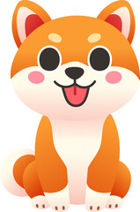 Sitting Shiba Inu Cartoon Dog (Gradient Color Style)