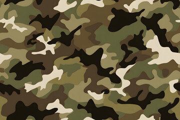 Fototapeta premium Camouflage seamless pattern, military fabric background texture