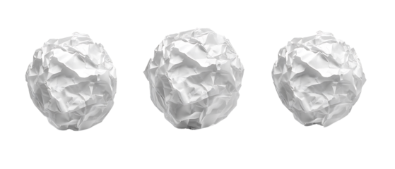 crumbled white paper ball isolated on a transparent background