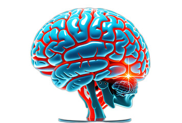 brain translucent scan medical white background high resolution high details vibrant