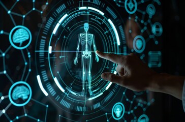 hand pushing a button on a touch screen interface