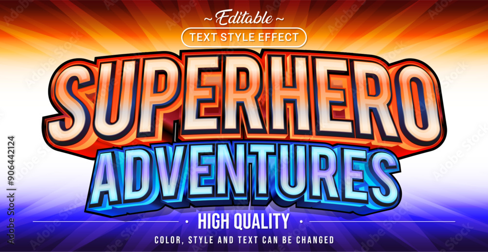 Poster Editable text style effect - Superhero Adventures text style theme.