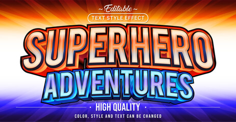Editable text style effect - Superhero Adventures text style theme.