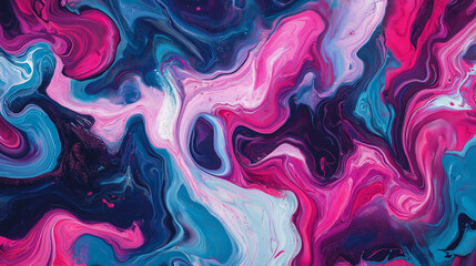 A vibrant abstract painting with swirling patterns of pink, blue, and purple hues. Ideal for use in art galleries, modern interior decor, and abstract art collections