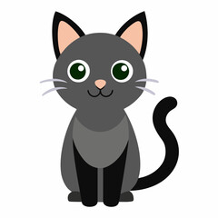 Cute Cat Vector Illustration - Cartoon, Clipart, Line Art Design