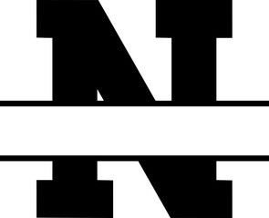 N Sport Monogram Name Split Letter Font