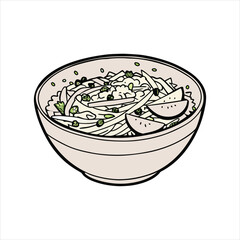 Spicy Thai Salad .Sweetgreen cartoon art vector