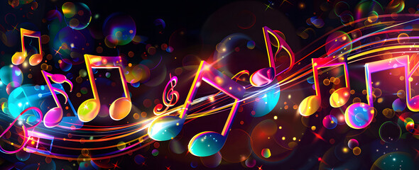 Abstract music background with musical notes and bokeh. musical note background design
